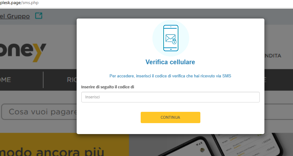 phishing mooney - verifica fittizia