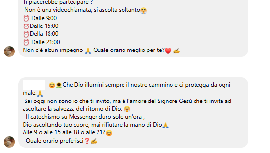 Secondo messaggio della truffa
