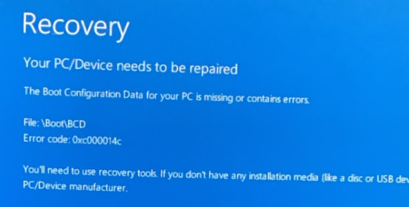 Errore BCD Windows 10